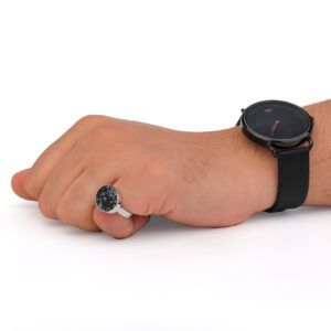 خاتم فضة ملكي اسود منقط