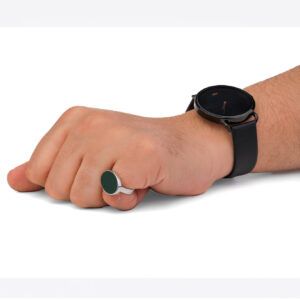 خاتم فضه ملكي عقيق اخضر