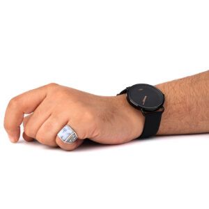 خاتم فضة عقيق مزهر مربع الشكل