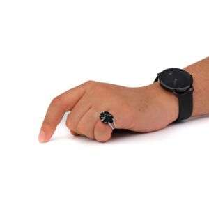 خاتم فضه عقيق اسود معرق بيضاوي-متجرفونيم