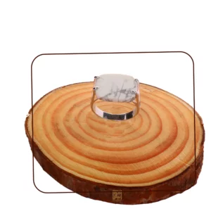 خاتم فضة شنكار مربع ابيض معرق