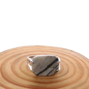 خاتم فضة شنكار رصاصي معرق