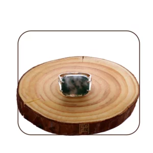 خاتم فضة شنكار فص عقيق أخضر معرق