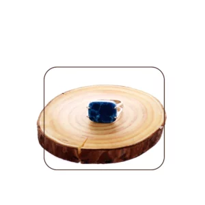 خاتم فضة شنكار مربع ازرق معرق