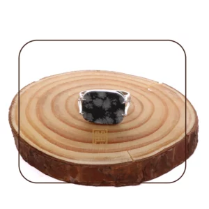 خاتم فضة شنكار مربع اسود مشجر