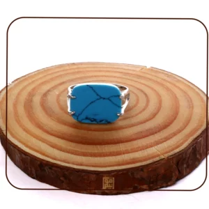 خاتم فضة شنكار مربع فيروز ازرق