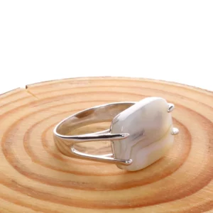 خاتم فضة شنكار مربع لؤلؤي معرق