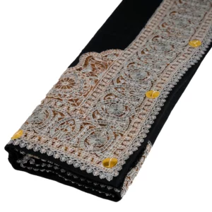 شال كشميري صوف أسود مزخرف أصدار خاص