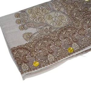 شال كشميري صوف رمادي مزخرف أصدار خاص