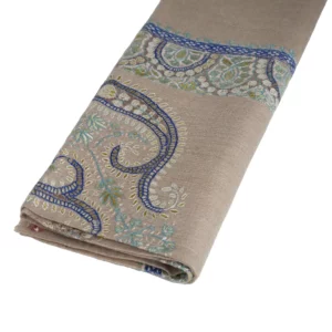 شال باشمينا كشميري أصدار خاص مطرز يدوي لون رصاصي أزرق